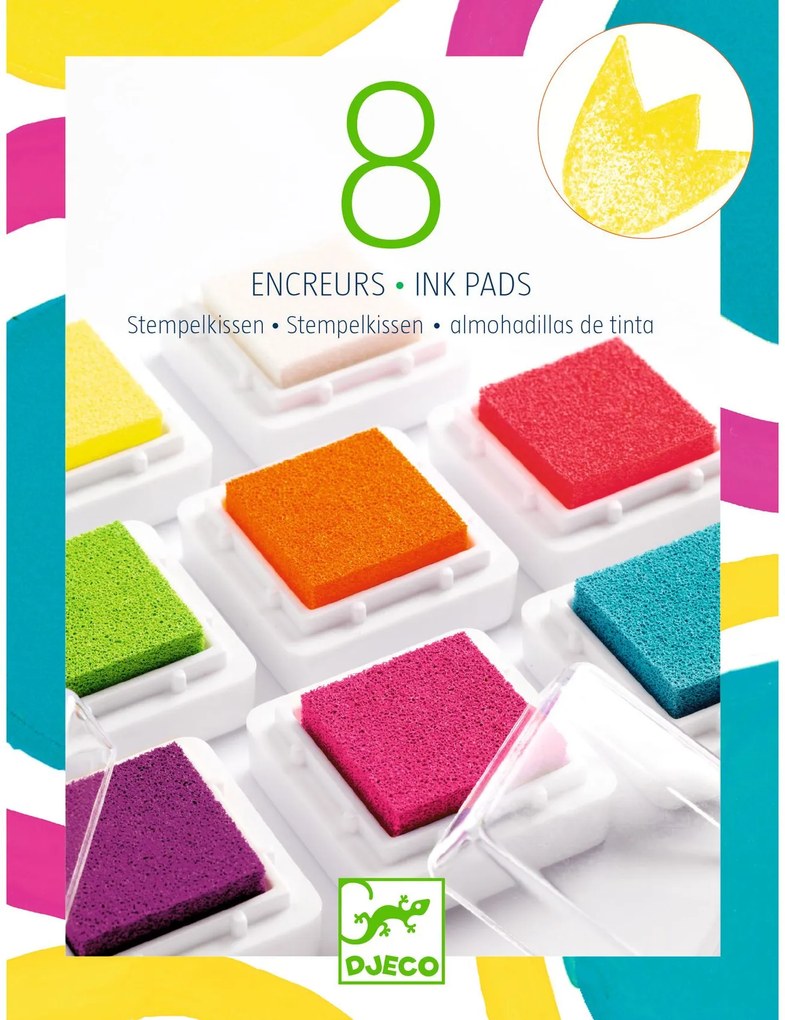 Súprava 8 atramentových vankúšikov s čističom pečiatok - pop