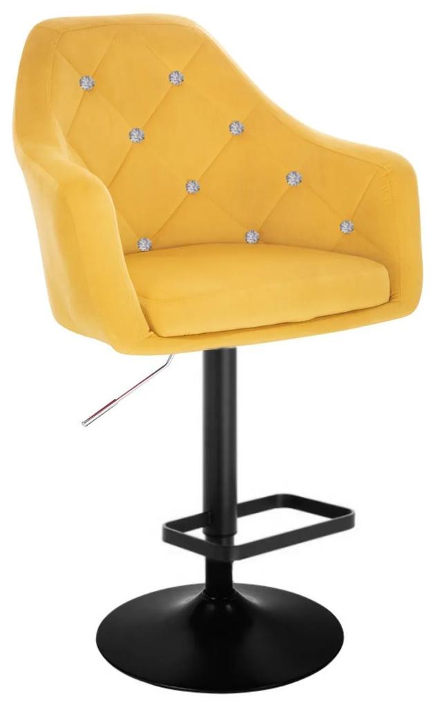 LuxuryForm Barová stolička ROMA VELUR na čiernom tanieri - žltá