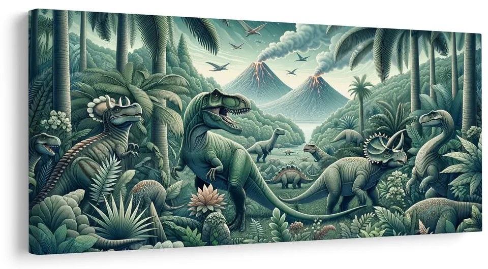 Obraz praveký svet dinosaurov v džungli