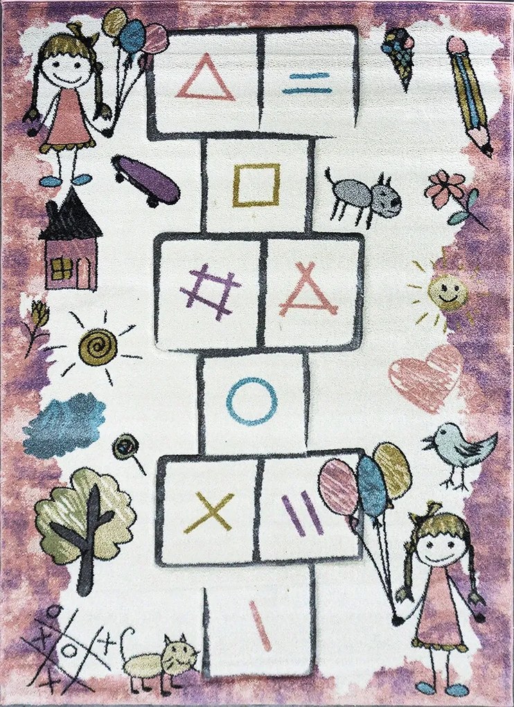 BE Detský koberec Smart Kids 22923 PINK – ružový obdĺžnikový, skákačka Rozmer: 160x230 cm