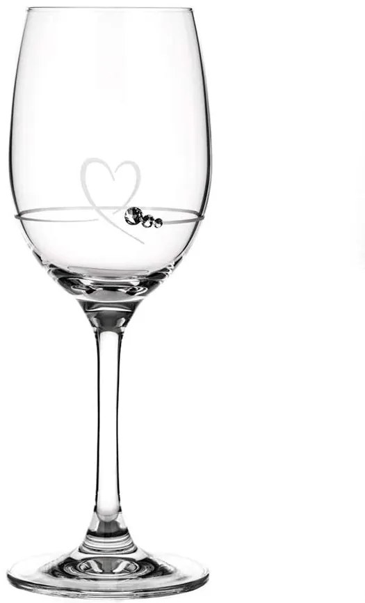 Diamante pohár na biele víno se Swarovski krystaly Petit Heart 240 ml 1KS