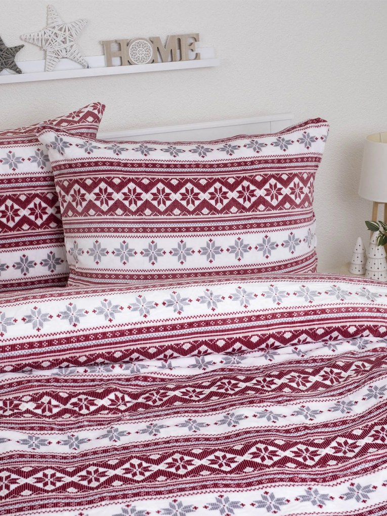 Predĺžené obliečky mikroplyš Exclusive – Winter červené