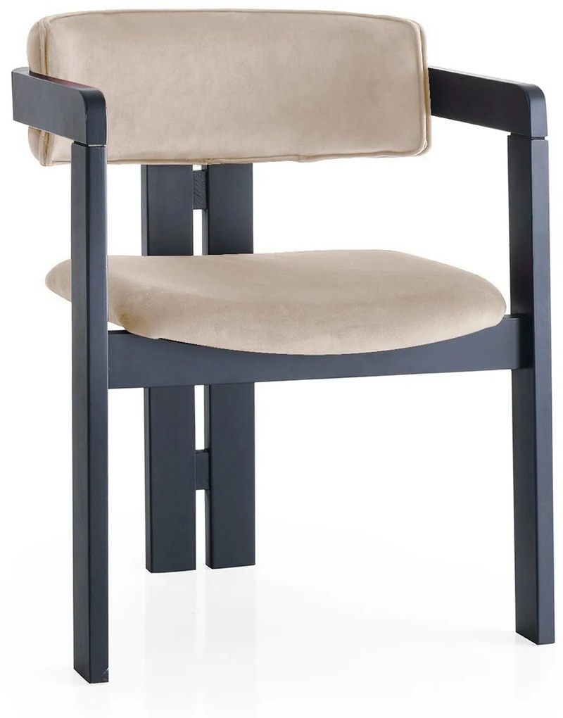 Jedálenská stolička CO Zamat z masívu béžová/čierna