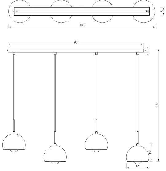 Luster na lanku COOL 4xE27/60W/230V čierna