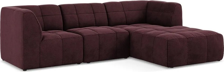 Vínovočervená zamatová rohová pohovka (pravý roh/s leňoškou) Aloha – Makamii