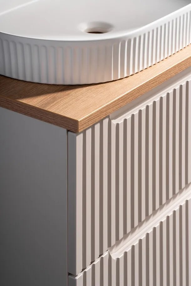 Kúpeľňová zostava Nova Cashmere 80 cm s umývadlom, doskou a skrinkami kašmírová