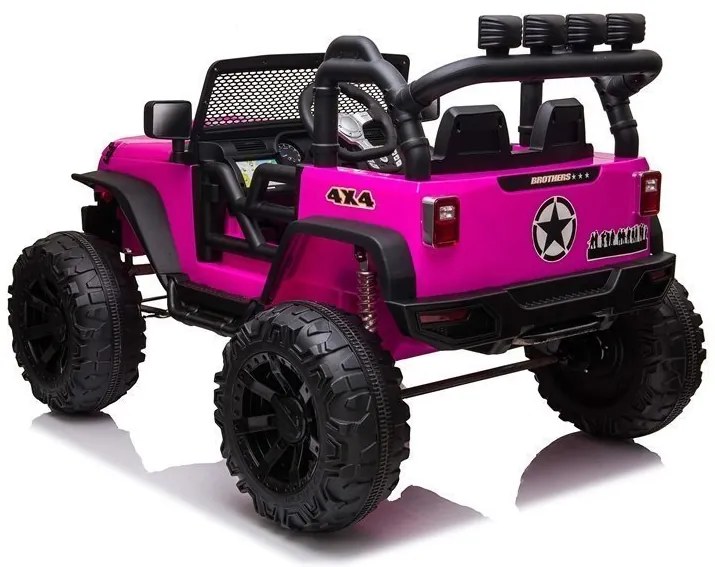 LEAN CARS Elektrické autíčko - Jeep JC666 - nelakované - tmavo ružové - 2x200W - batéria - 2x12V7Ah - 2022