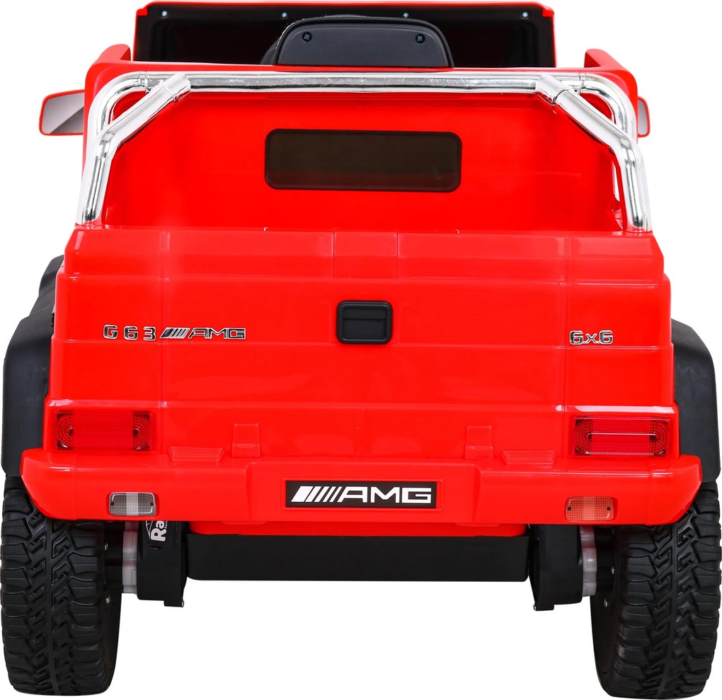 Ramiz Mercedes G63 AMG Auto na batérie Červené + diaľkové ovládanie + 6 EVA kolies + pomalý štart + MP3 LED