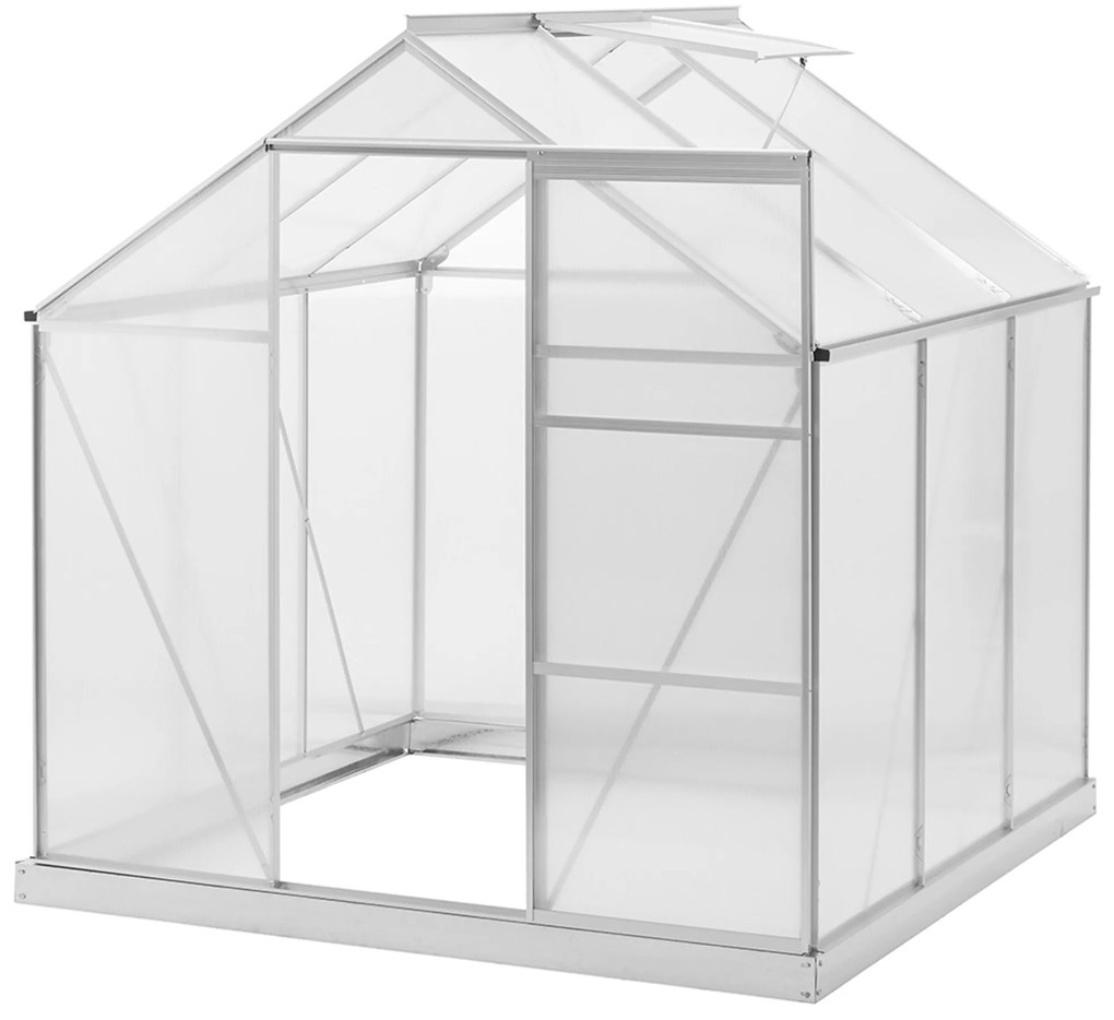 Skleník so základňou BestBerg SBP-4 / 3,6 m² / 190 x 190 x 201 cm / strieborná
