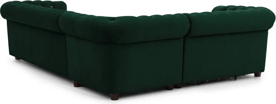 Zelená zamatová rozkladacia rohová pohovka (ľavý roh/do L) York Blik – Ropez