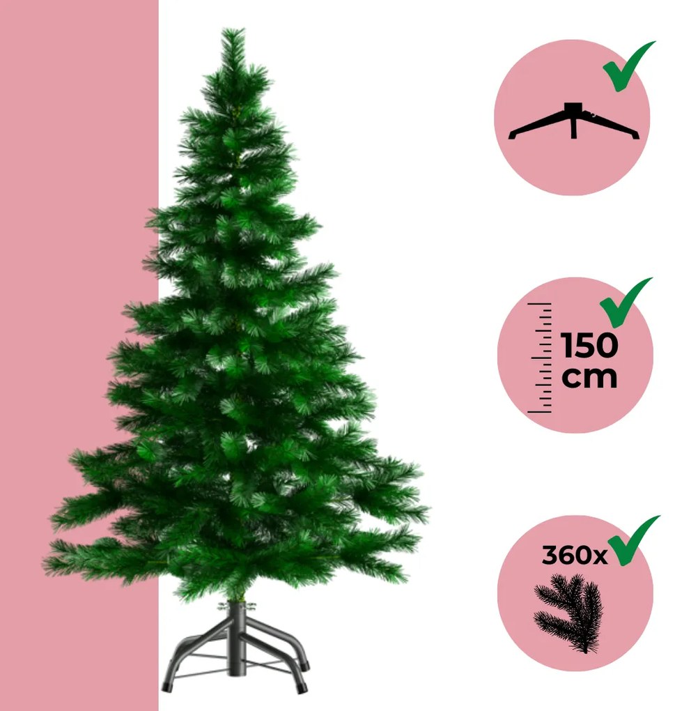 Umelý vianočný stromček RUDOLPH, 150cm, zelená Casaria