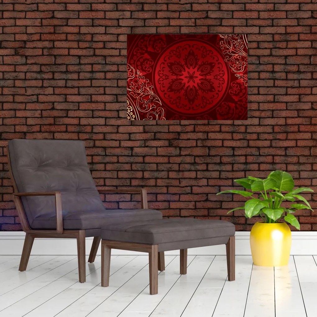 Sklenený obraz - Zlaté mandaly (70x50 cm)