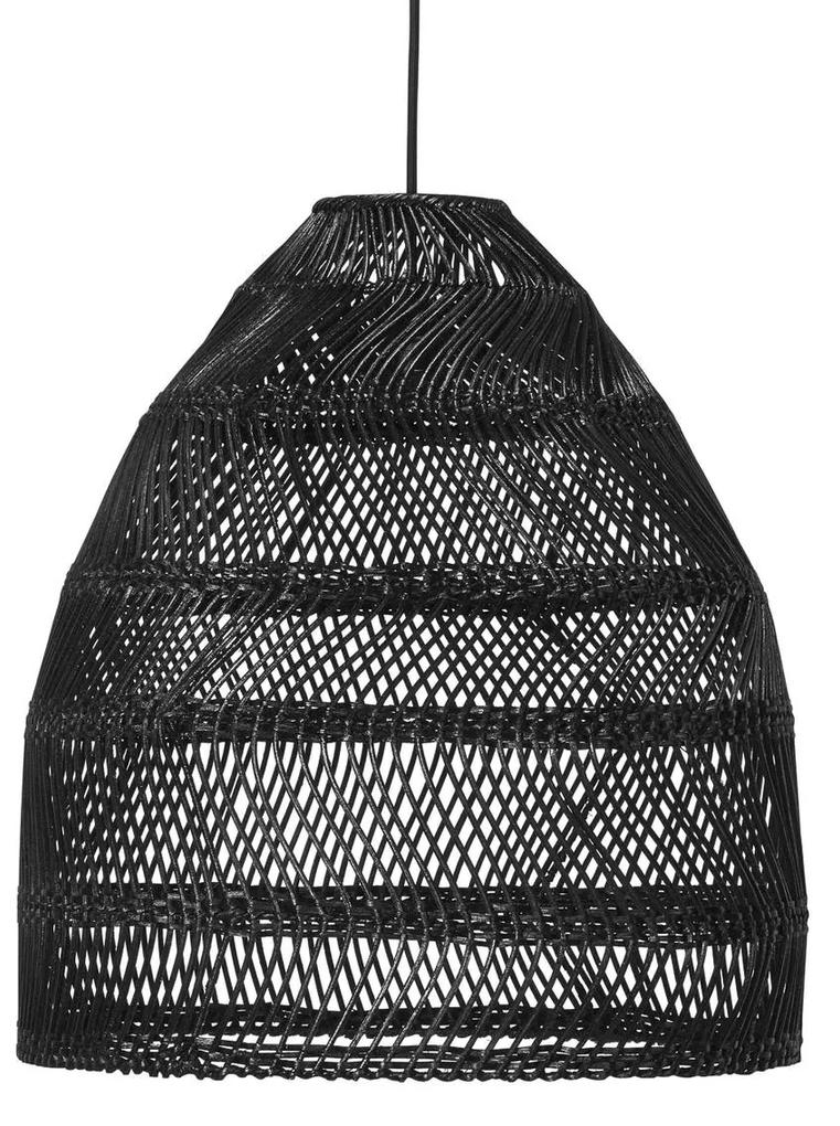 PR Home Maja závesná lampa ratan čierna, Ø 36,5 cm