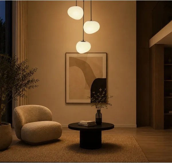 BRILAGI - Závesné svietidlo na lanku PEBBLES 3xE27/40W/230V pr. 42 cm čierna