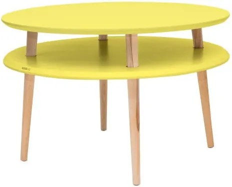 Žltý konferenčný stolík s prírodnými nohami Ragaba UFO, Ø 70 cm