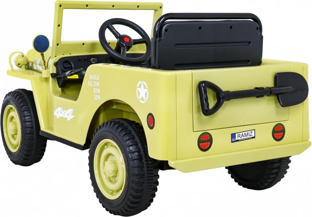 Ramiz Retro vojenské auto pre deti béžové + pohon 4x4