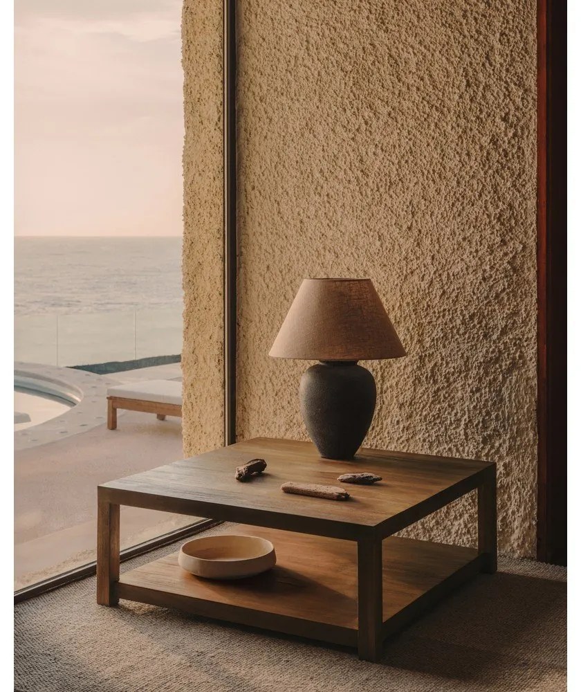 Čierno-béžová stolová lampa s textilným tienidlom (výška 60 cm) Mercadal – Kave Home