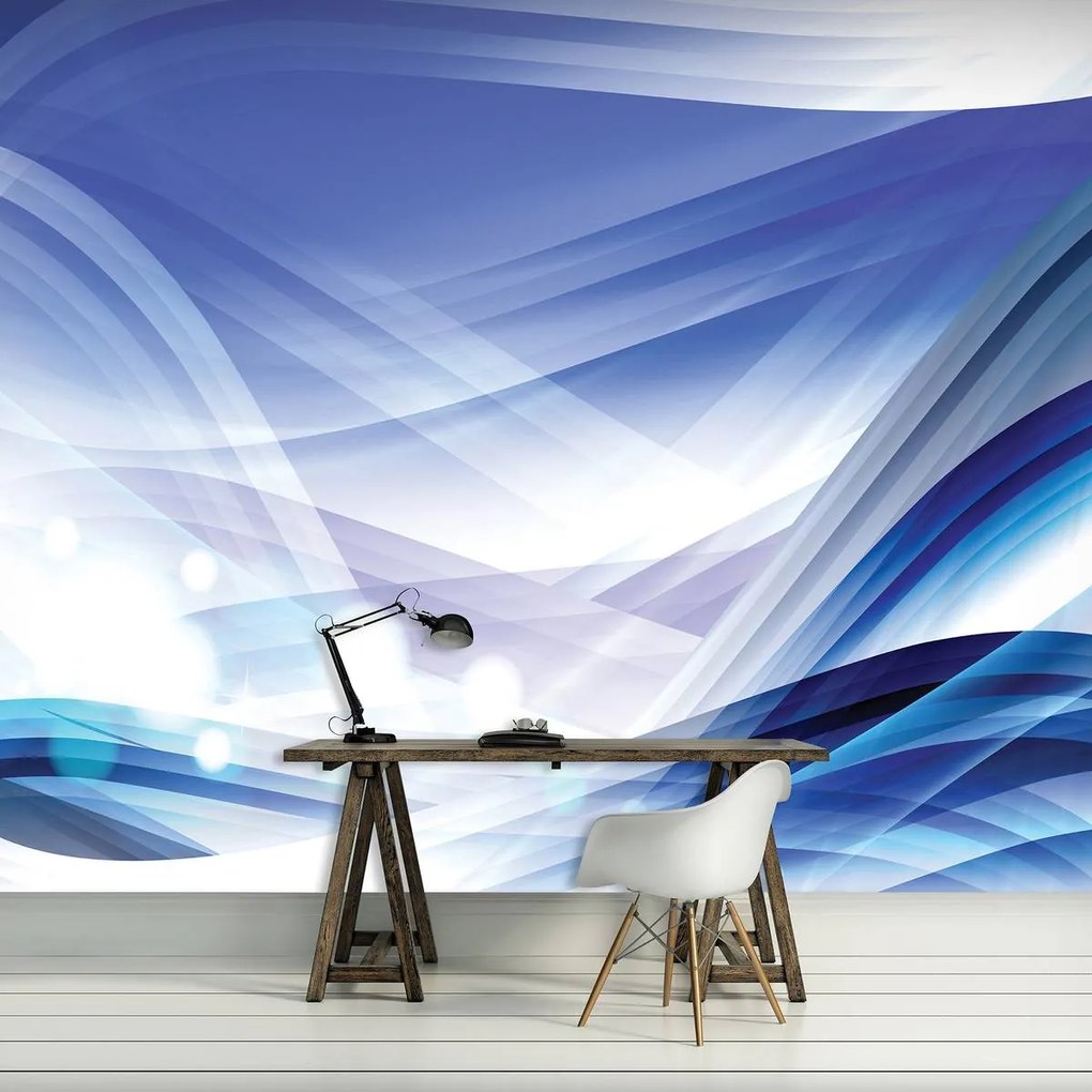 Fototapeta - Modré abstraktné vlny (152,5x104 cm)