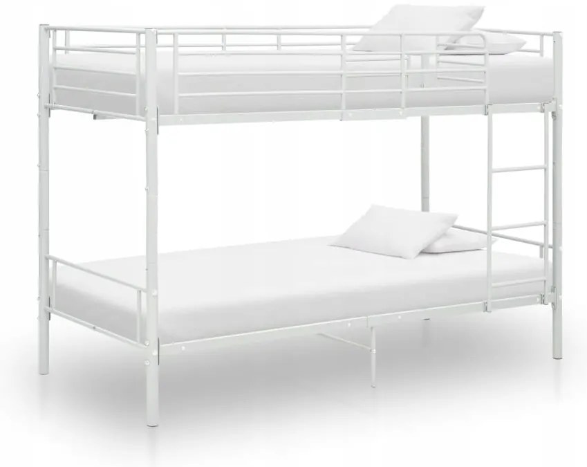 vidaXL Poschodová posteľ biela kovová 90x200 cm manželská