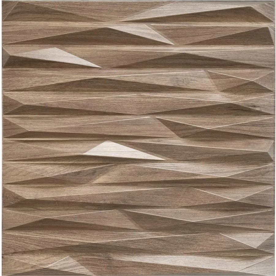 Obkladové panely 3D PVC RAMZES D125 hnedý, cena za kus, rozmer 500 x 500 mm, RAMZES hnedý, IMPOL TRADE