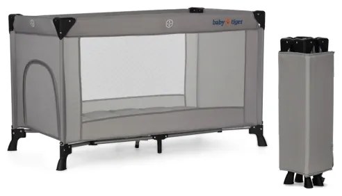 KINDERKRAFT - Cestovná postieľka Baby Tiger VIKI šedá