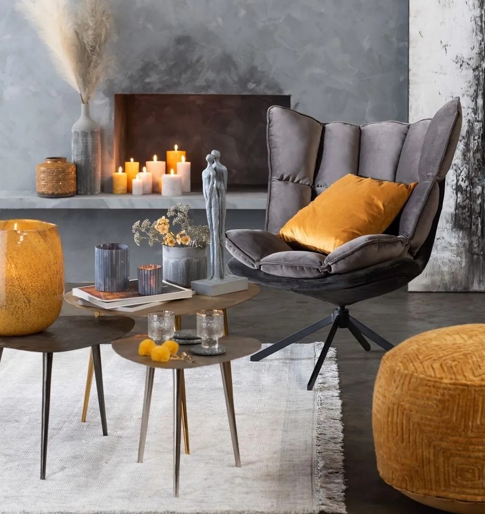 Tmavosivé zamatové relaxačné kreslo Chair Relax Bubby Grey - 78*73*92cm