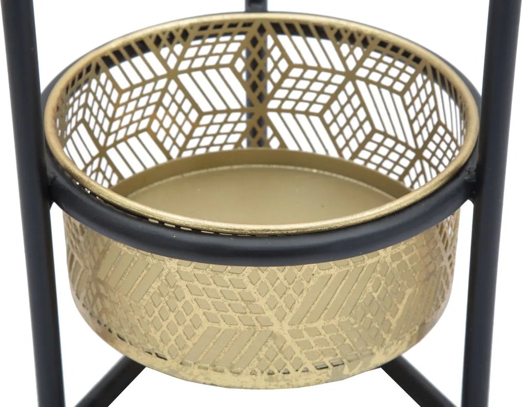 Dvojúrovňový kvetinový stojan Doppio čierno-zlatý