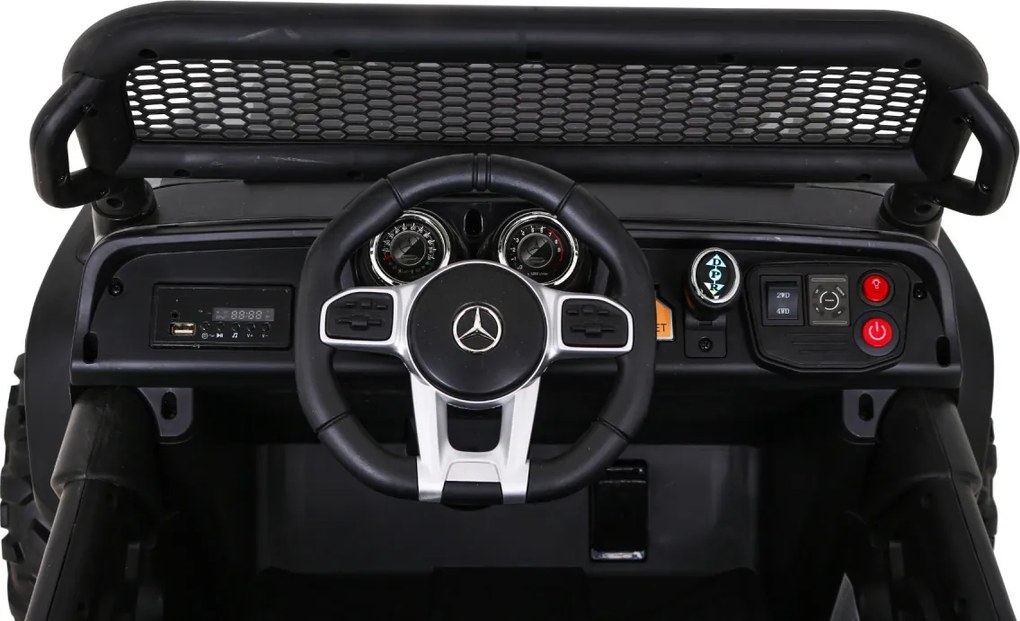 Ramiz Mercedes Benz Unimog pre deti Moro lak + pohon 4x4 + diaľkové ovládanie + batožinový priestor + pomalý štart + MP3 LED