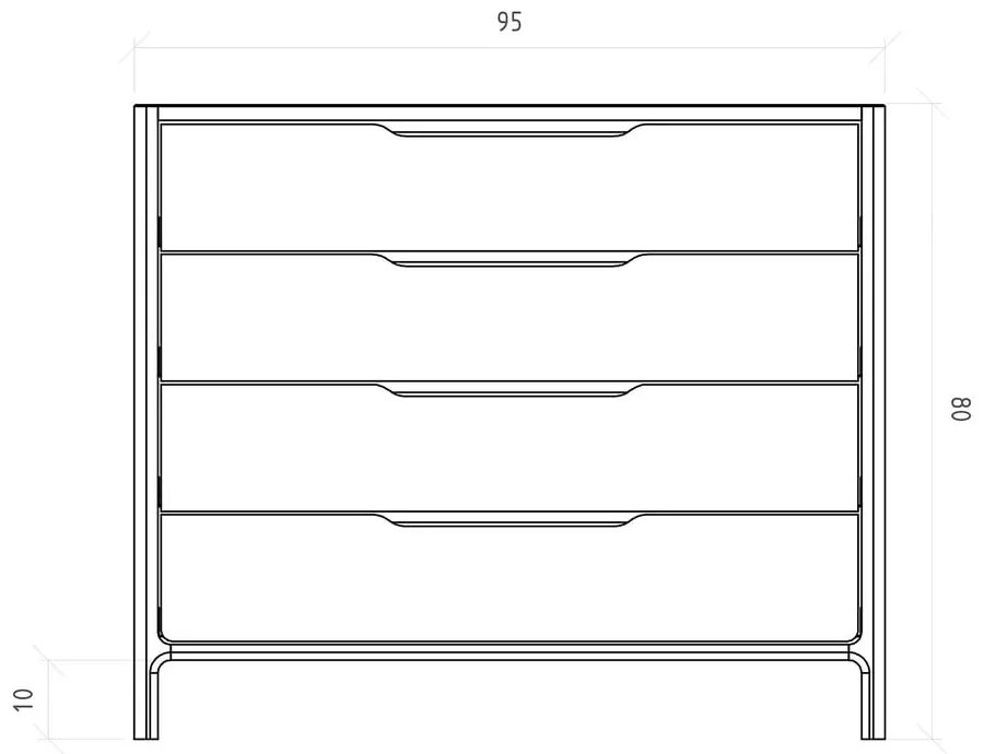 Nízka komoda z dubového dreva v prírodnej farbe 95x80 cm Twig – The Beds