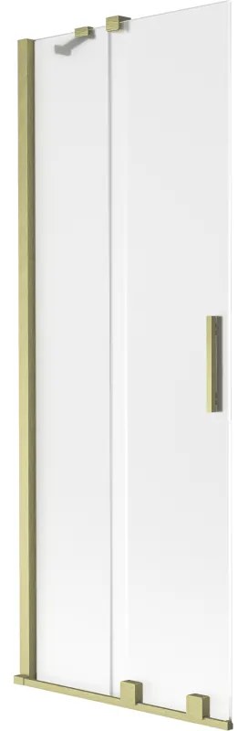 Mexen Velar, 2-krídlová posuvná vaňová zástena 75 x 150 cm, 8mm sklo námraza, zlatá matná, 896-075-000-31-55