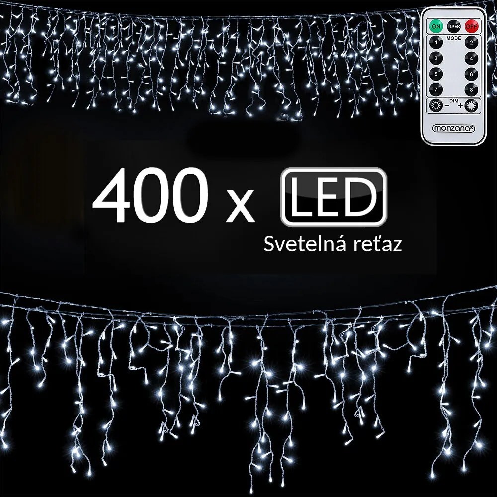 Vianočná svetelná reťaz  CECIL, 10m, studená biela Monzana