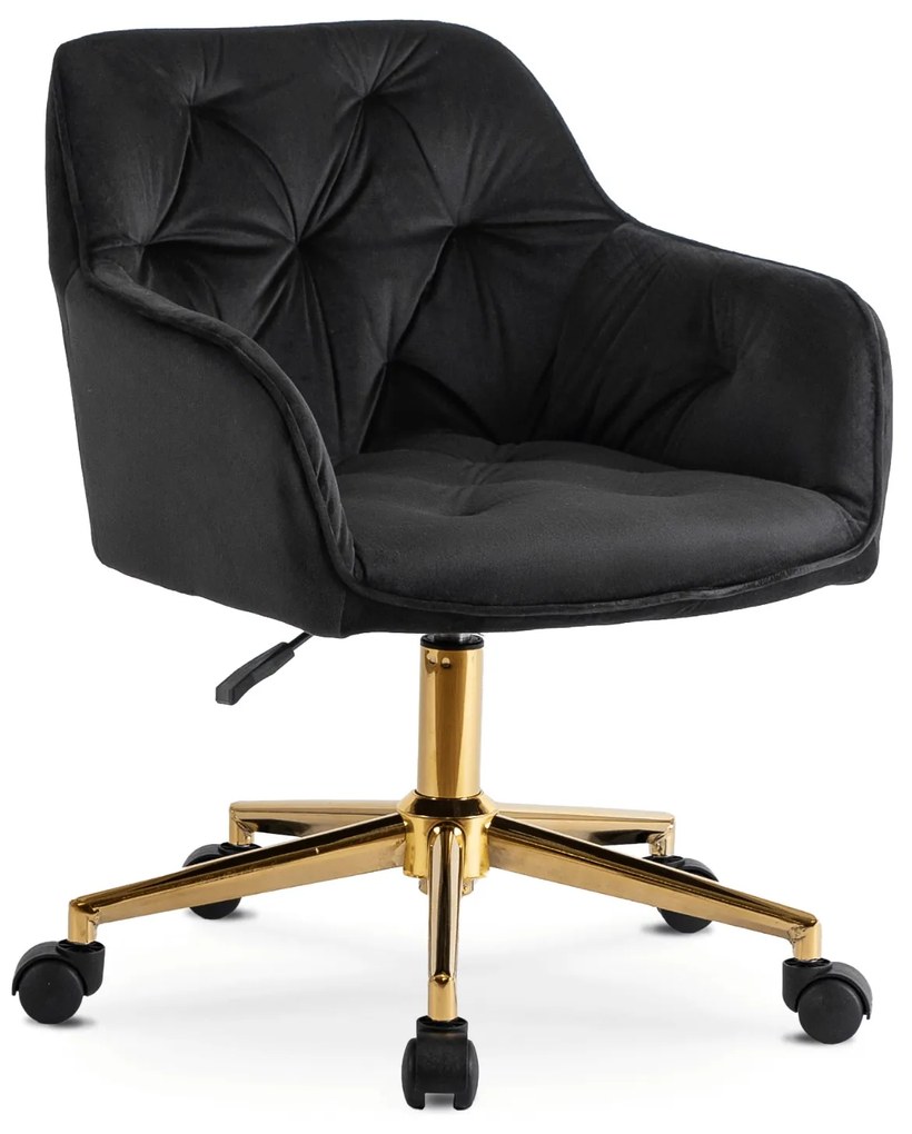 Otočné kreslo KONOR zamat čierna/zlatá