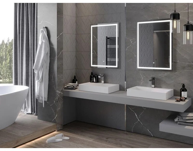 Mexen Miko, LED kúpeľňové zrkadlo s podsvietením 60 x 80 cm, 6000K, ochrana proti zahmlievaniu, 9819-060-080-611-00