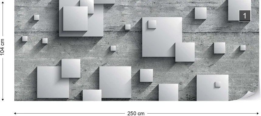 Fototapeta GLIX - Concrete Squares 3D + lepidlo ZADARMO Vliesová tapeta  - 250x104 cm