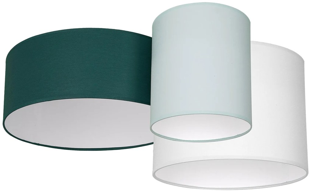 Stropné svietidlo Stan, 3x viacfarebné textilné tienidlo