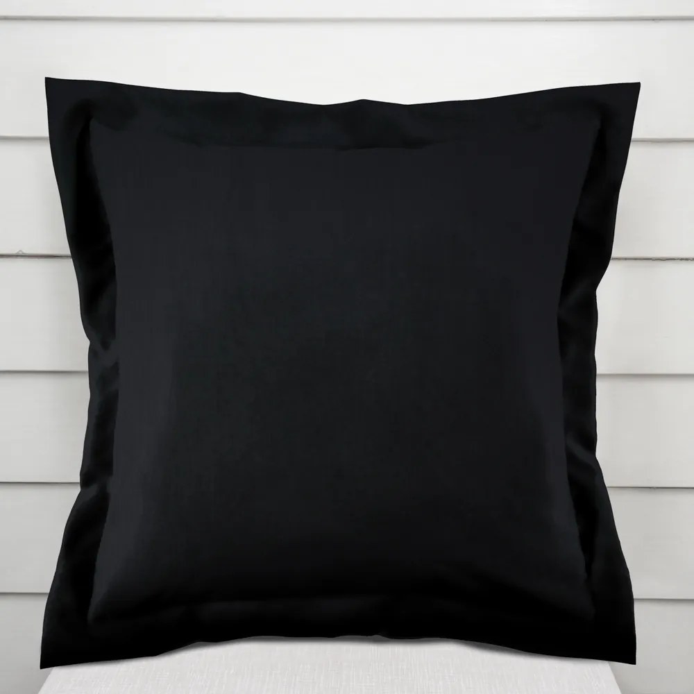 Biante Bavlnená saténová obliečka na vankúš s lemom ST-006 Čierna 30 x 50 cm