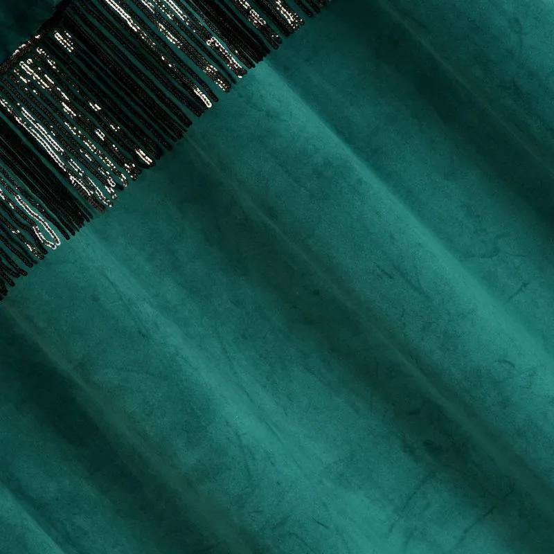 Dekorstudio Luxusný zamatový záves so strapcami v tyrkysovej farbe