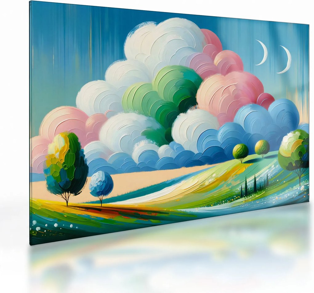 Sklenený obraz - Krajinka s mrakom (70x50 cm)
