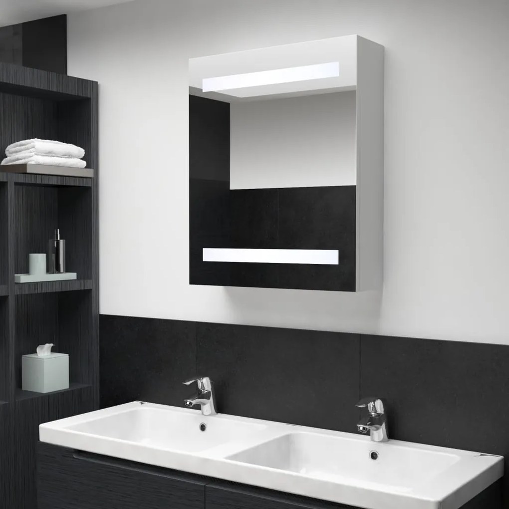 vidaXL LED kúpeľňová zrkadlová skrinka 50x14x60 cm