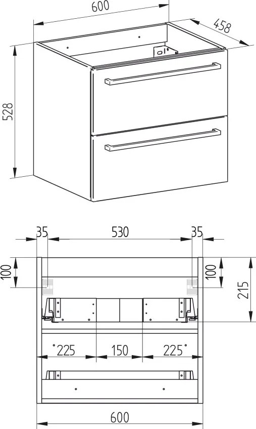 Mereo Bino, kúpeľňová skrinka 60 cm, dub Arlington, MER-CN620SN