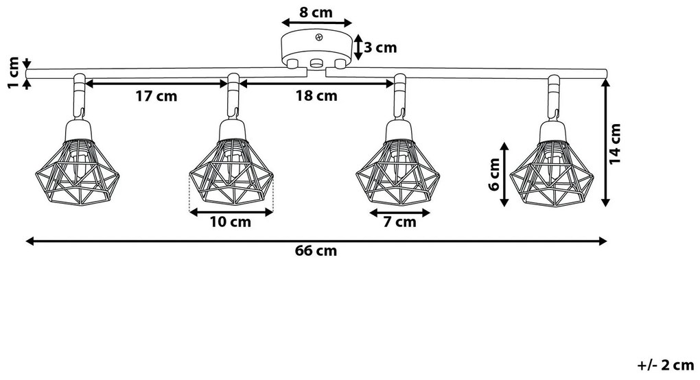 Bodová kovová lampa so 4 svetlami čierna ERMA Beliani