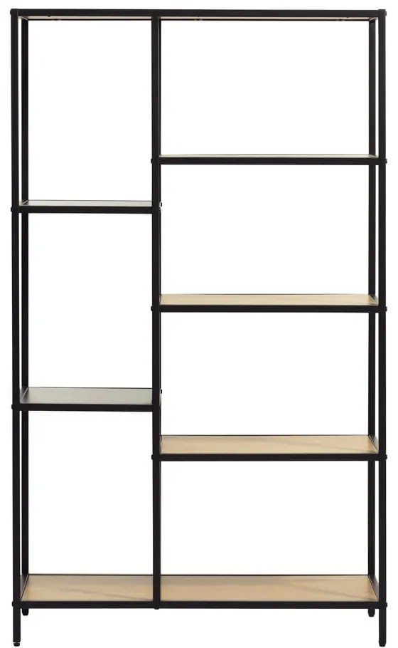 Čierna/v prírodnej farbe knižnica v dekore duba 80x146x35 cm Altino – Unique Furniture