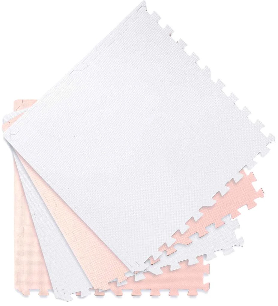 Ricokids veľká penová podložka na puzzle 60x60 cm 4 ks broskyňová a biela