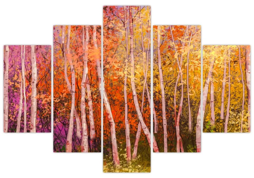 Obraz farebného lesa (150x105 cm)