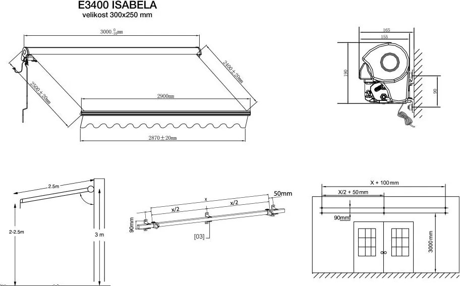 Kazetová elektrická markíza ISABELA 3x2.5m Béžová