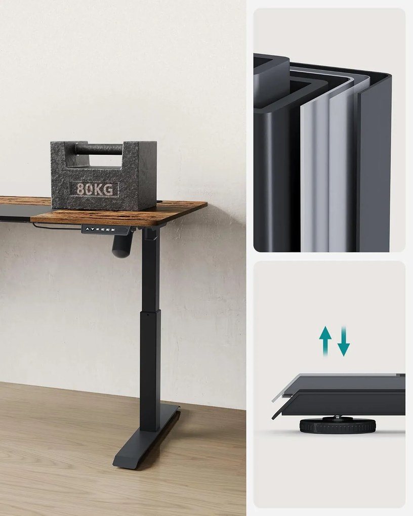 Elektricky nastaviteľný písací stôl Vasagle Foral 160 cm hnedo-čierny