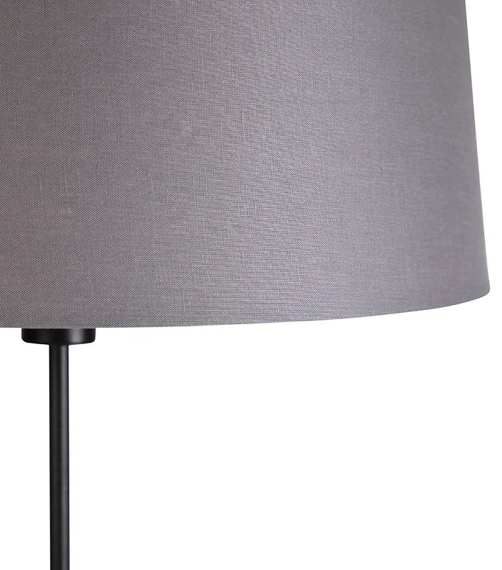 Stojaca lampa čierna s tmavosivým ľanovým tienidlom 45 cm - Parte