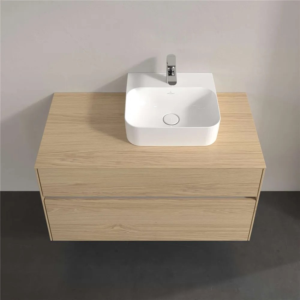 VILLEROY &amp; BOCH Collaro závesná skrinka pod umývadlo na dosku (umývadlo vpravo), 2 zásuvky, s LED osvetlením, 1000 x 500 x 548 mm, Nordic Oak, C096B0VJ