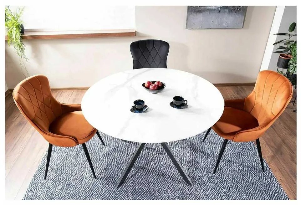 Jedálenský stôl Talia 90 cm, mramor / čierna