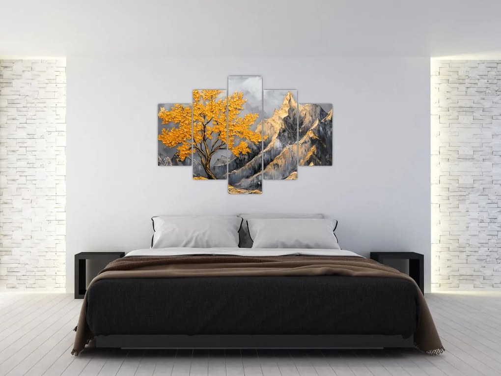 Obraz – Zlatý strom v horách (150x105 cm)